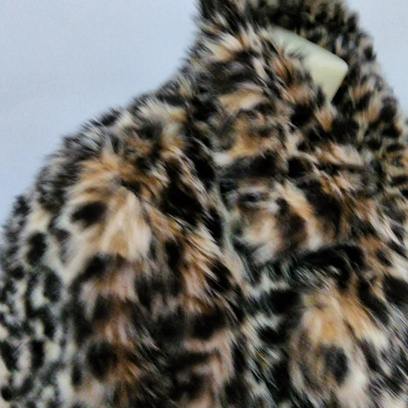 Aus12 Alice & You Faux Fur Leopard Print Collared Coat Jacket - Picture 12 of 16